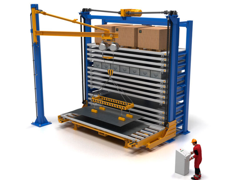Sheet metal storage with unit loads storage capacity