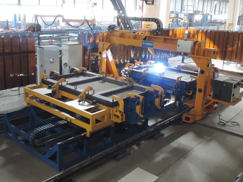 Robotic center for assembly and welding of a dump truck back door