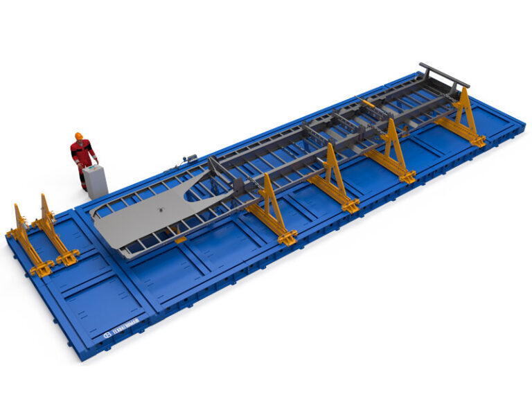 Stand for dump truck semitrailer frames alignment