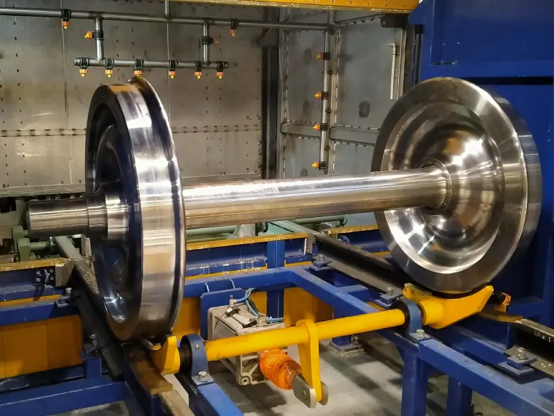 Railway wheelset coating line
