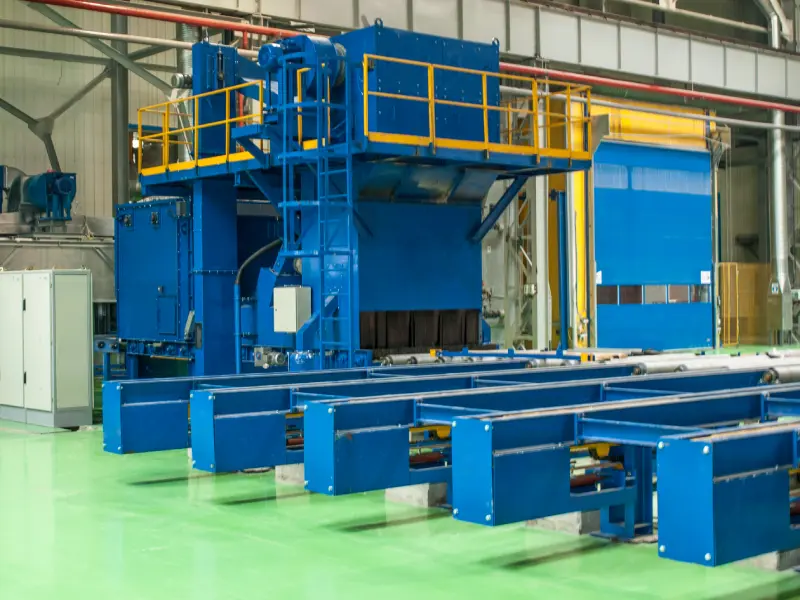 Roller conveyor shot blast machines
