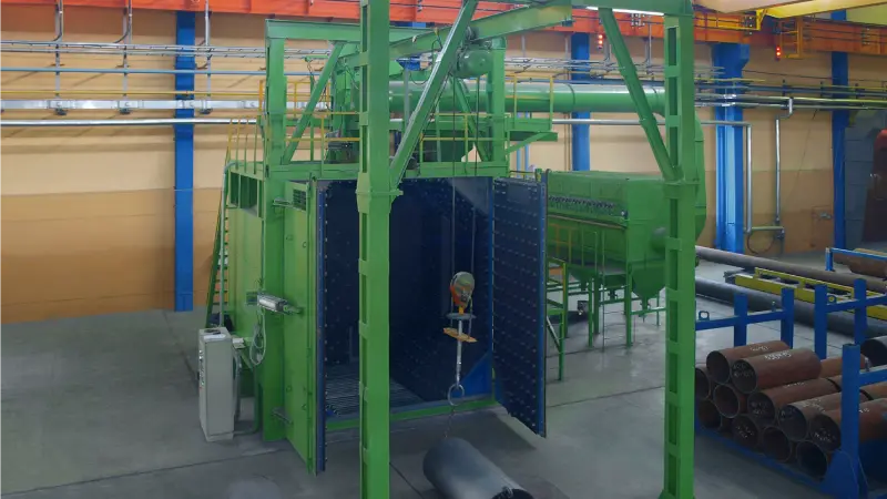 Shot Blasting Chambers with Overhead Conveyor Systems