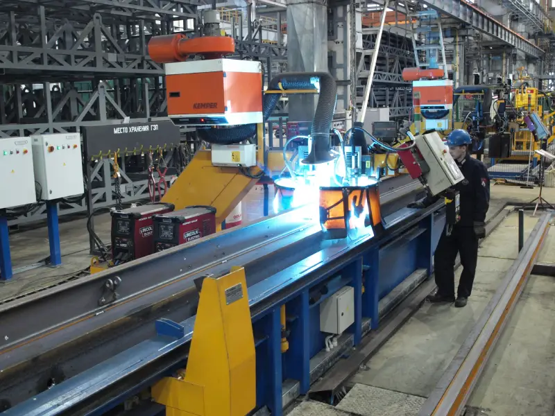 Automated welding of I-beam to beam