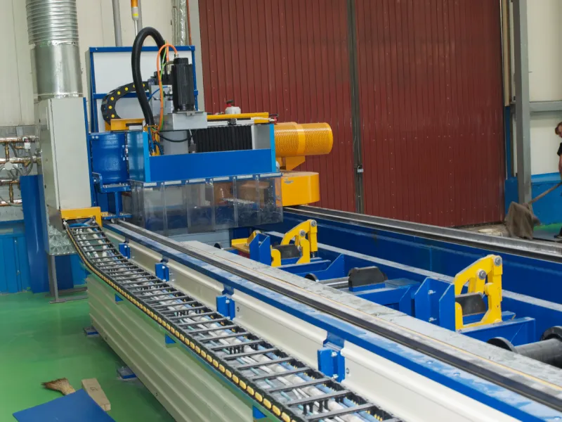 Automated line for the sidewall bottom chord and centre sill I-beam