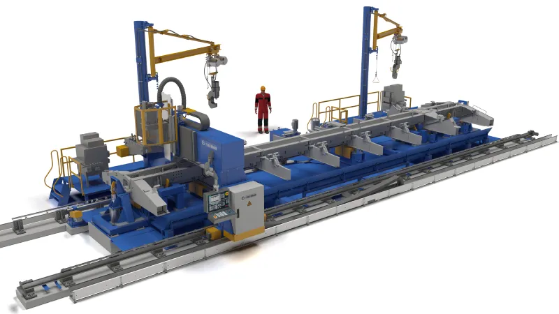 Schematic of the automated railcar frame drilling and riveting system
