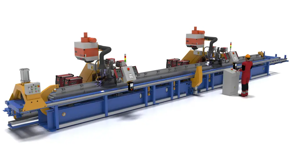 Стенд автоматической сварки хребтовой балки с двутавром