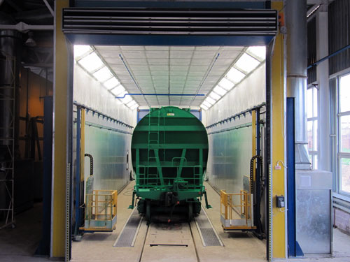 Paint booth for wagons